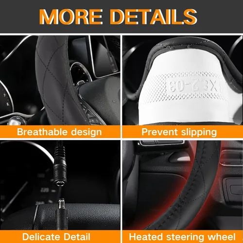 Miniatura 3 de Funda térmica para volante - WARMITORY Calentador de volante de lujo, calentador de manos rápido de 12 V, diámetro exterior de 14.5 a 15 pulgadas