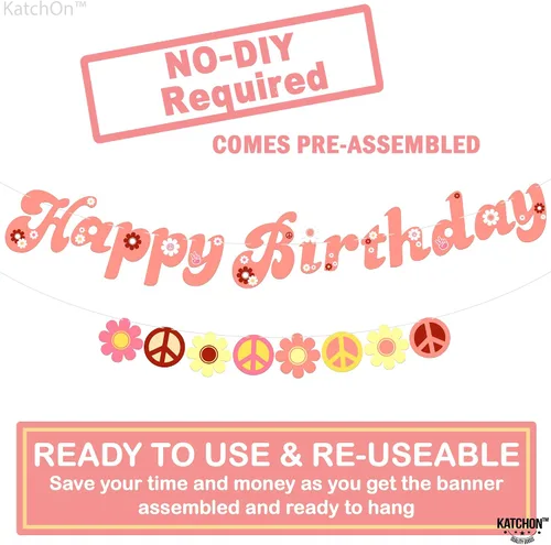 Miniatura 2 de KatchOn, Groovy - Cartel de feliz cumpleaños, grande, de 10 pies, sin bricolaje, dos geniales carteles de cumpleaños para decoraciones de fiesta