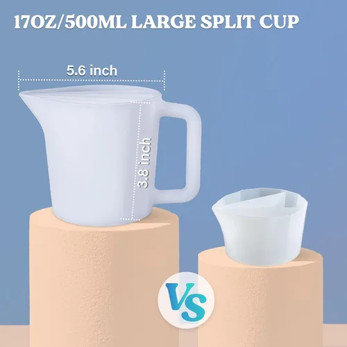 Miniatura 2 de LET'S RESIN Taza dividida de 17 onzas/16.9 fl oz con asa, tazas divididas gruesas y fáciles de limpiar para verter pintura con 5 canales, tazas
