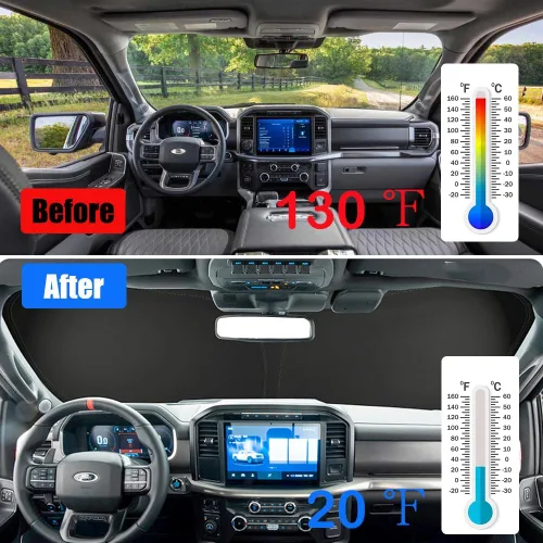 Miniatura 3 de Parasol para parabrisas para Ford F150 2021 2022 2023 2024 2025 plegable para ventana delantera, bloquea los rayos UV, la cubierta protectora