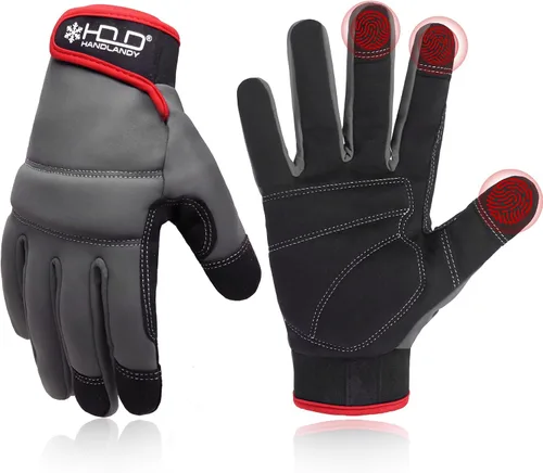 Miniatura 10 de HANDLANDY Guantes de trabajo para hombre y mujer, guantes de trabajo de mecánicos de uso general con pantalla táctil, guantes de trabajo flexibles