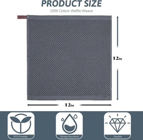 Miniatura 2 de Nialnant Paquete de 12 paños de cocina, 100% algodón, trapos de cocina suaves y absorbentes, paños de cocina para lavar platos, 12 x 12 pulgadas