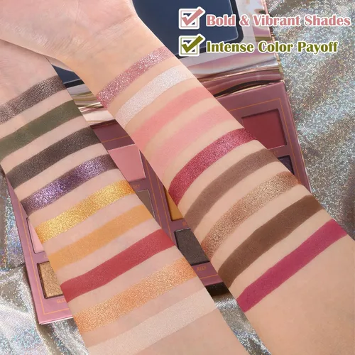 Miniatura 3 de Prism Makeup Paleta de maquillaje mate para párpados Pro 18 colores sombra de ojos pigmentada con brillo y purpurina, maquillaje cosmético mezclable