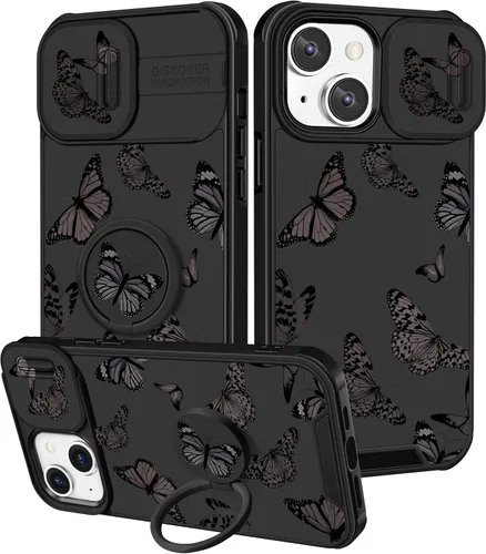 Miniatura 48 de Funermei Funda 2 en 1 para iPhone 13/iPhone 14 para mujeres, linda funda de teléfono con calavera para niñas, diseño de esqueleto gótico, divertido