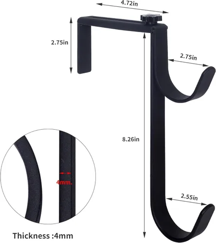 Miniatura 4 de Ganchos resistentes para postes de piscina, ganchos ajustables para postes, mangueras, desnatadores, ganchos negros para colgar accesorios