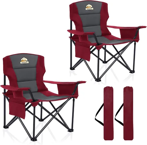Miniatura 11 de Colegence Sillas de Camping Plegables de Tamaño Grande - Soporte de 450 LBS Silla de Campamento de Servicio Pesado con Cojín Acolchado, Sillas Negro