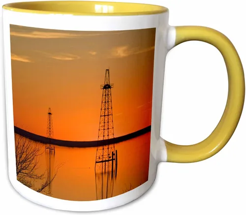 Miniatura 11 de 3dRose Oil well derricks, Industry, Lake Arrowhead, Texas - US44 LDI0004 - Larry Ditto 15oz Two-Tone Black Mug