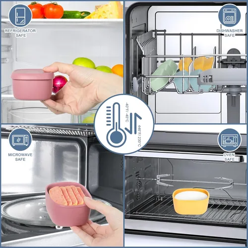 Miniatura 5 de 8 piezas recipientes de bocadillos de silicona de 10 oz para niños, pequeños recipientes de alimentos con tapas, contenedor de frutas para el 8 pza