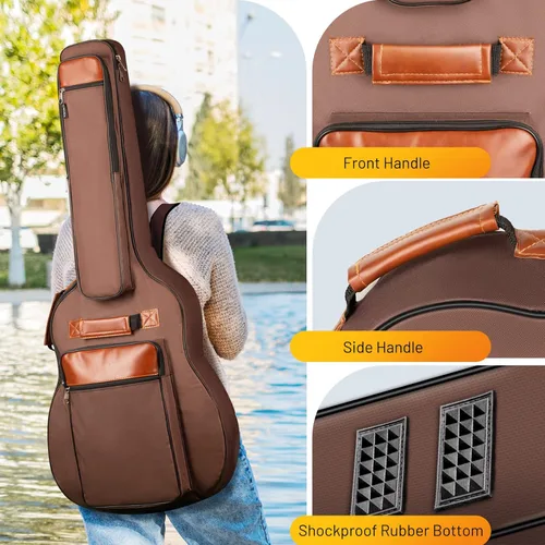 Miniatura 6 de Funda para guitarra CAHAYA de 40 41 42 pulgadas con 6 bolsillos, funda resistente al agua de tela Oxford, esponja extra gruesa de 0.5 pulgadas