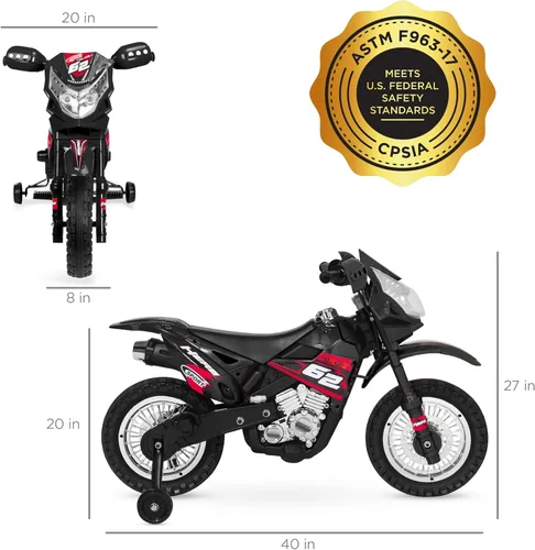 Miniatura 7 de Best Choice Products motocicleta eléctrica para niños de 6V con ruedas de apoyo, neumáticos con tracción, luces delanteras funcionales, velocidad