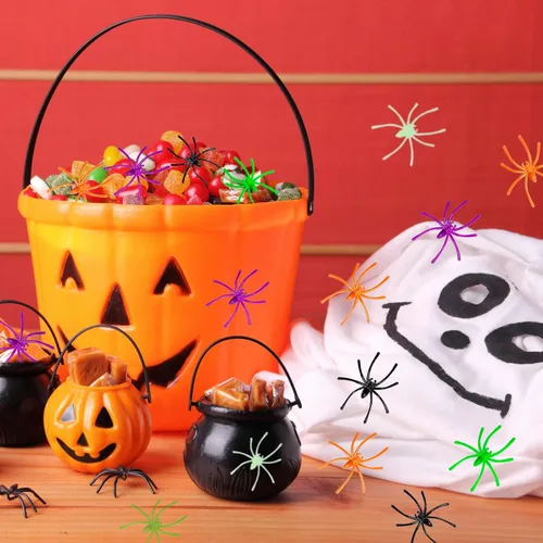 Miniatura 7 de BAINFE 100 arañas de plástico realistas de Halloween, arañas falsas negras, pequeños juguetes de araña para broma casa embrujada, suministros