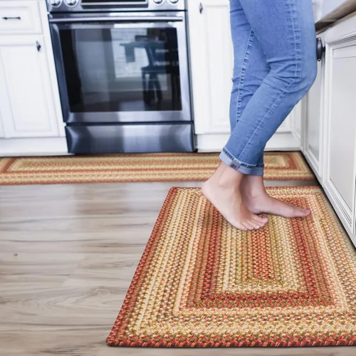 Miniatura 148 de Alfombra ovalada trenzada gris humo de 20 x 30 pulgadas, lavable para interiores y exteriores, decoración campestre para cocinas y entradas
