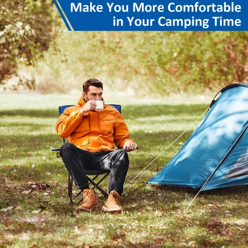 Miniatura 7 de Silla de camping plegable con soporte para tazas, capacidad de 225 libras, silla plegable portátil con grandes pies anti-hundimiento, tela