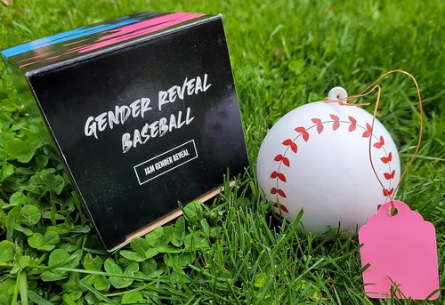 Miniatura 6 de J&M Gender Reveal Béisbol para baby showers y fiestas de revelación - Polvo Holi 100% natural