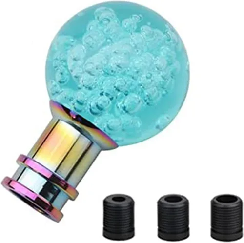 Miniatura 11 de Pomo de palanca de cambios redondo para palanca de cambios de bola transparente de cristal, apto para vehículos de transmisión atómica manual Negro