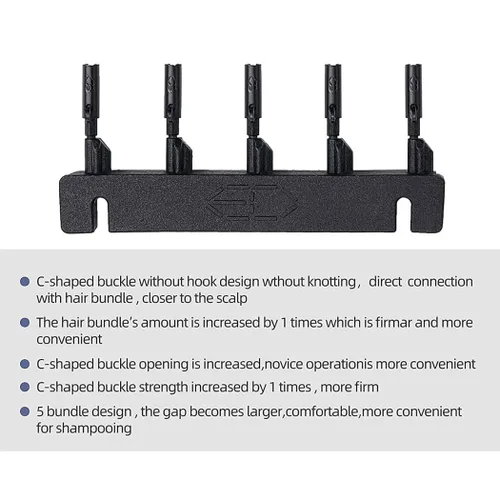 Miniatura 5 de Hebilla en forma de C para máquina de extensiones de cabello 6D de 2ª generación, kit de extensiones de cabello humano sin rastro (40 unidades)