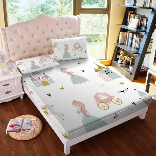 Miniatura 12 de MUSOLEI Sábana bajera ajustable de hongos, ropa de cama de hongos, decoración de hongos para niños, niños; juego de sábanas individuales; 1 sábana