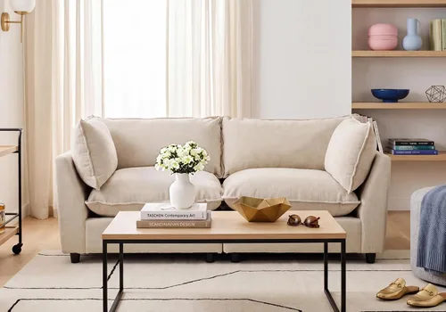 Miniatura 18 de Iroomy Oversized Modular Sectional Sofa, Chenille Cloud Couch, Deep Comfy Seat, 4-Seater Sofas, Couches, Living Room, Beige