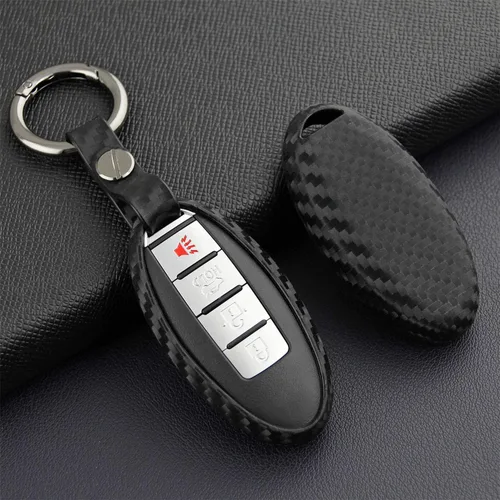 Miniatura 4 de Funda para Llavero de Silicona Suave con Textura de Fibra de Carbono para Nissan 370Z Altima Armada Frontier GT-R Leaf Maxima Murano Pathfinder