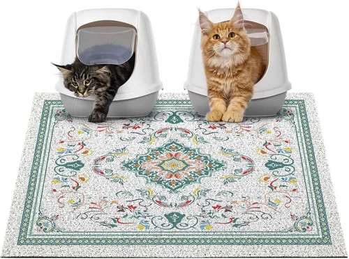 Miniatura 43 de Glittme Alfombrilla de Arena para Gatos con Base Antideslizante, Alfombrilla de Caja de Arena Impermeable que Atrapa la Arena, Fácil de Limpiar