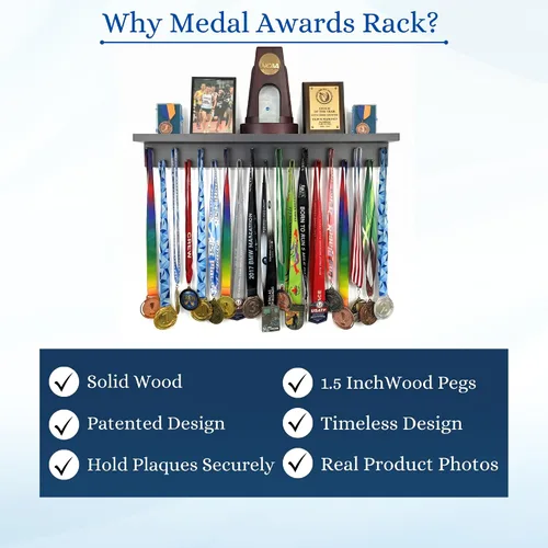 Miniatura 3 de MedalAwardsRack Estante de exhibición de medallas y soporte para trofeos Premier para gimnasia, fútbol, baloncesto, fútbol americano y más – 2 pies