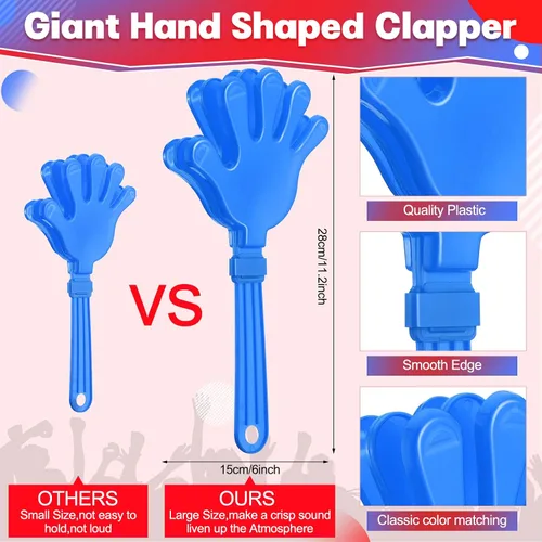Miniatura 2 de Woanger 4 pinzas de mano jumbo de 11 pulgadas, para hacer ruido, regalos de fiesta, gigantes y grandes, para eventos deportivos, animadores, baile