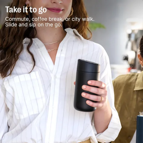 Miniatura 6 de Fellow Taza de viaje Carter Slide de 16 onzas, tapa deslizante con una sola mano, vaso de acero inoxidable aislado al vacío con interior de cerámica