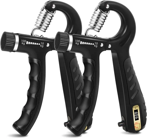2 piezas de entrenador de fuerza de agarre con resistencia ajustable de 22-220 libras (10-100 kg), agarre de mano, fortalecedor de antebrazo,