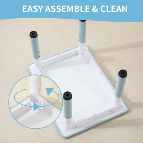 Miniatura 7 de Hulaibit Mesa y 2 Sillas para Niños Pequeños, Juego de Mesa y Sillas para Niños de Altura Ajustable, 31.5''L x 23.6''A Actividad Infantil para Niños