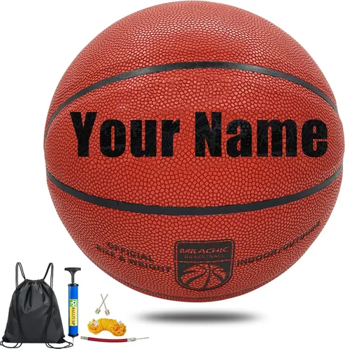 Miniatura 7 de Balones de baloncesto personalizados para interiores y exteriores, regalo de baloncesto de cuero compuesto con nombre, texto, logotipo
