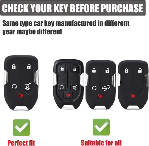 Miniatura 2 de Gematay Funda protectora para llave de automóvil GMC para Chevy Silverado GMC Sierra 1500 2500HD 3500HD 3500HD 2019-2022, color negro