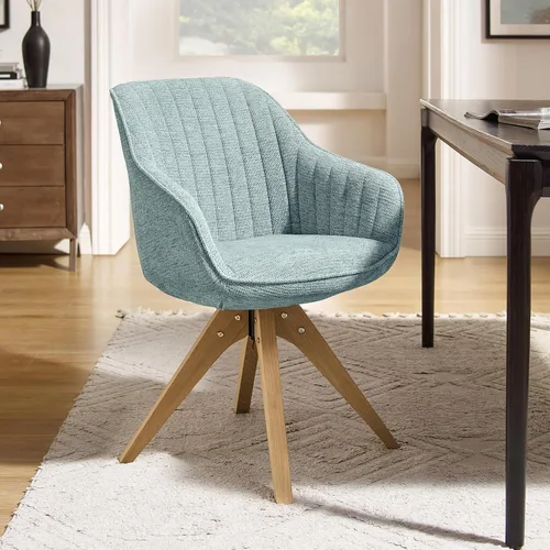 Miniatura 16 de Art Leon Silla de Oficina Sin Ruedas, Silla de Escritorio Moderna de Mediados de Siglo Sin Ruedas, Silla Giratoria de Acento con Patas de Madera