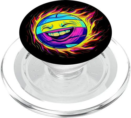 Miniatura 7 de Funny Streetwear synthwave 80s 90s volleyball face player PopSockets Adhesive PopGrip