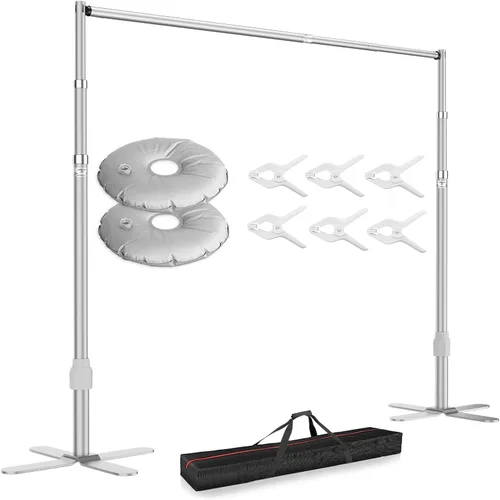 EMART Soporte de fondo resistente de 10 x 10 pies, kit de marco de fondo de tubería y cortina con base en forma de X, soporte ajustable para cabina