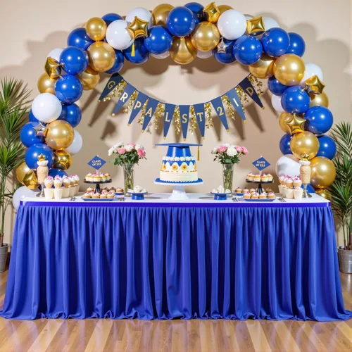 Miniatura 13 de Faldas de mesa color azul bebé para mesas rectangulares de 6 pies, falda de mesa para escritorio de profesores