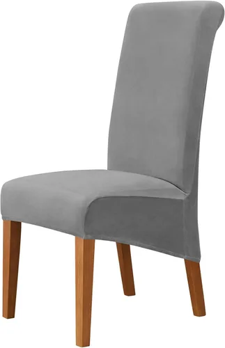 Miniatura 16 de Funda de terciopelo para silla de comedor, funda elástica para sillas grandes, fundas para sillas de respaldo alto (Bianco, paquete de 1)