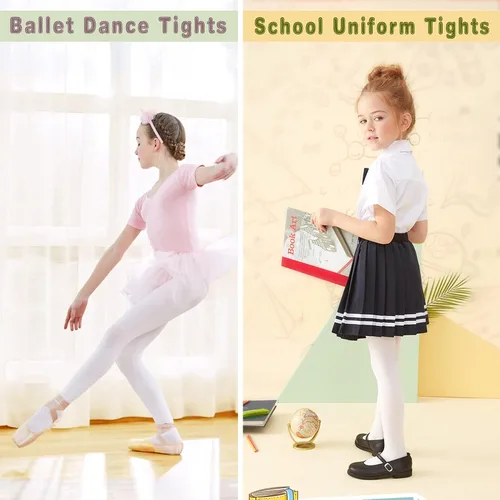 Miniatura 5 de THMEVOK Mallas de ballet para niñas, ultra suaves, mallas elásticas con pies para niñas pequeñas, medias cálidas