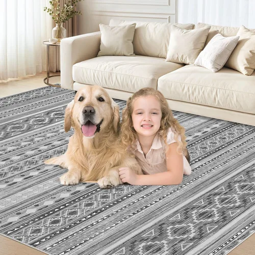 Miniatura 9 de Alfombra grande para sala de estar de 5 x 7: Alfombras marroquíes bohemias, suaves, lavables a máquina, para dormitorio, debajo de la mesa