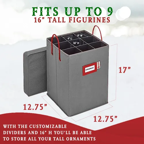 Miniatura 4 de Caja de almacenamiento coleccionable de cascanueces y figuras navideñas, almacena cascanueces de hasta 9 a 16 pulgadas de alto, adornos y más, Gris