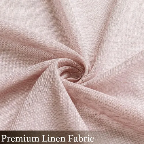 Miniatura 3 de Miss SELETEX - Cortinas traslúcidas de lino natural rosa rubor para sala de estar, elegantes cortinas para ventana lisas con ojales filtrantes