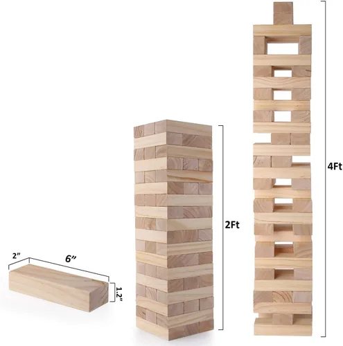 Miniatura 4 de Juegos de torre gigante de volteo de bloques de madera para apilar + juego de lanzamiento de bolsas de frijoles para adultos, niños, diversión
