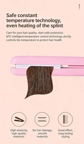 Miniatura 5 de Mini rizador y alisador de cerámica 2 en 1, tamaño de viaje, herramienta de peinado de doble voltaje para cabello corto y fino, rizador de calor