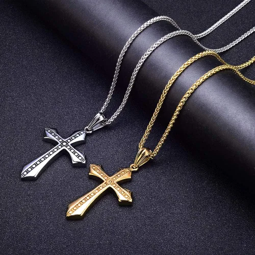 Miniatura 5 de Jewelry Kingdom - Collar con colgante de cruz (oro y plata)