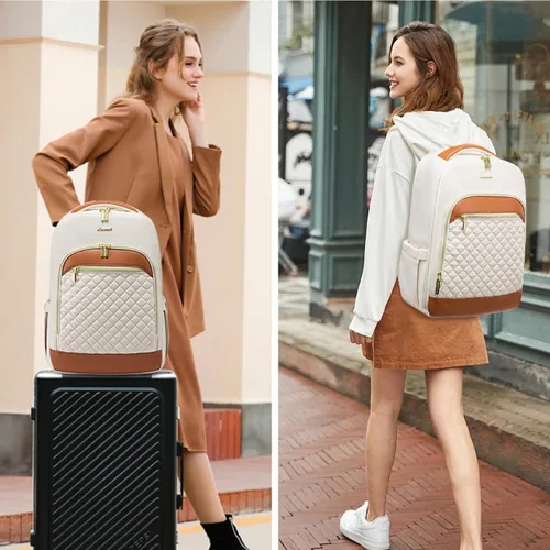 Miniatura 2 de LOVEVOOK Mochila acolchada para laptop para mujer, mochila de viaje con cremallera antirrobo de 15.6 pulgadas, bolsa de computadora para el trabajo