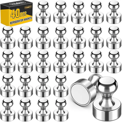 Miniatura 23 de 24 imanes de nevera, imanes para refrigerador, pequeños imanes fuertes, imanes de pizarra blanca para refrigerador, pasadores magnéticos para Negro