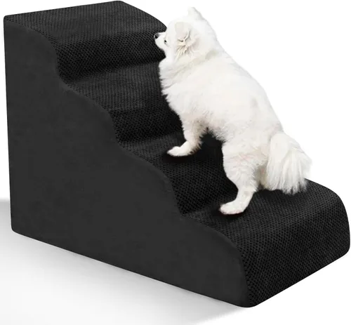 Miniatura 19 de Escaleras para Perros para Perros Pequeños - Rampa de Espuma de Alta Densidad, Pasos Extra Anchos para Mascotas con Fondo Antideslizante para Camas