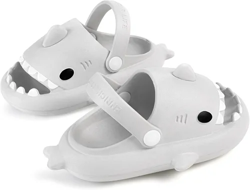 Miniatura 4 de Sandalias de tiburón para niños y niñas, pantuflas de ducha con forma de nube, bonitas sandalias de punta abierta con dibujos animados, suela