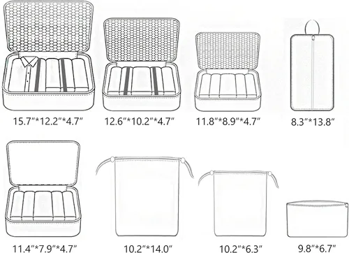 Miniatura 2 de Vercord Juego de 8 cubos organizadores de equipaje de viaje con bolsas de lavandería y accesorios