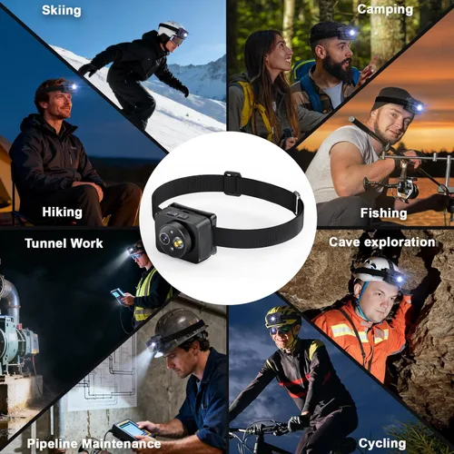 Miniatura 5 de Cámara montada en la cabeza, faro LED, cámara de acción HD 1080P, grabación de video portátil, almacenamiento interno de 64 GB, adecuada