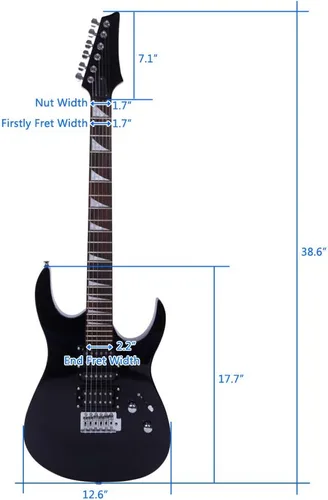 Miniatura 6 de Ktaxon - Guitarra eléctrica de tamaño completo, pastillas HSH sólidas, kit para principiantes 170 Guitars con bolsa para viaje, correa de hombro